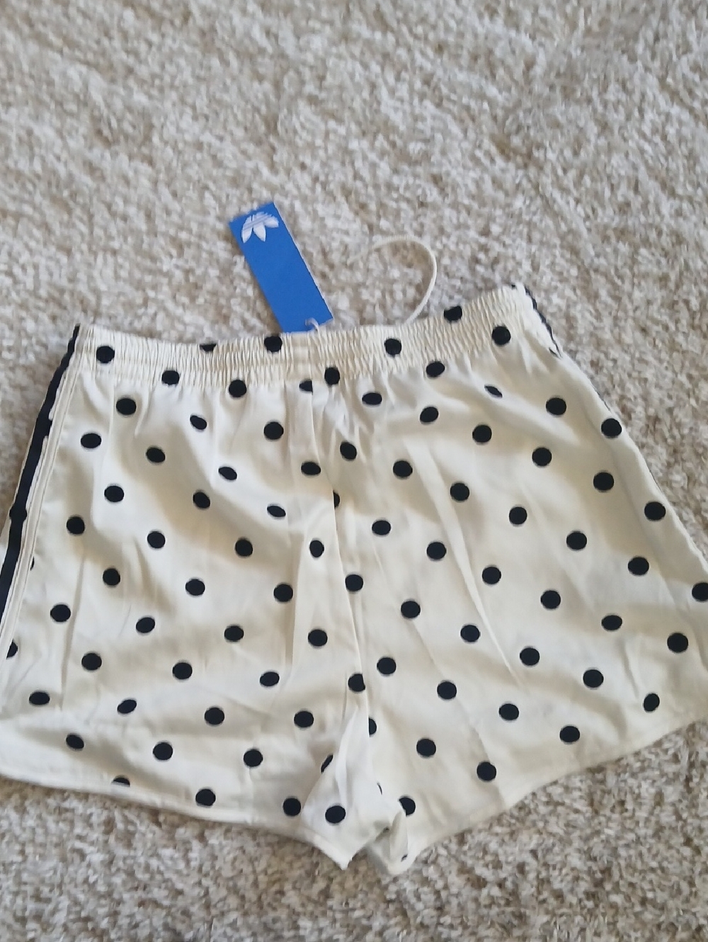 adidas White Polka Dot Athletic Shorts with Black Stripes - Picture 5 of 6